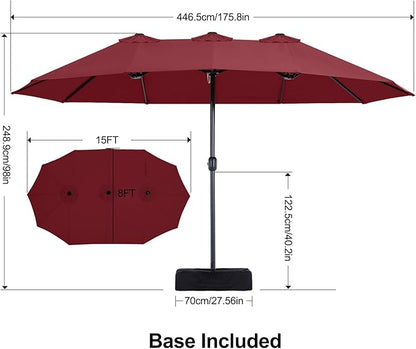 MASTERCANOPY Patio Outdoor Umbrella,15FT Double Sided Large Umbrella with Base