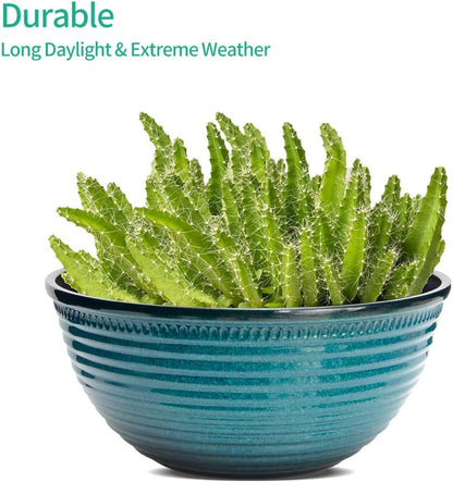 2 Pack 10 Inch Plant Pots,Durable Decorative Flower Pots Planters with Drainage Hole for Indoor and Outdoor Plants,Flowers,Succulents, Blue