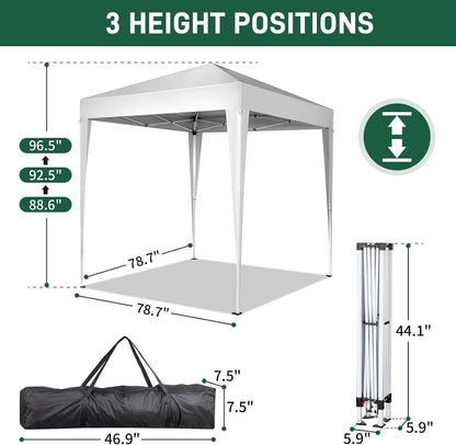 Outvita 6.5x6.5ft Pop Up Canopy Tent, Outdoor Instant Shelter Folding Canopy with Carry Bag for Commercial Events, Party, Backyard BBQ, Camping White