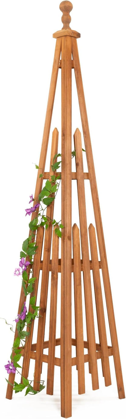 Wooden Obelisk Trellis The Ideal Support for Indoor and Outdoor Gardens, 67.5''H×14.5''W, Perfect for Tomatoes, Cucumbers, and Climbing Plants，Can Also be Used as a Background Decoration