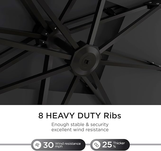 10' X 13' Patio Umbrella Outdoor Large Rectangle Offset Cantilever Umbrellas Double Top Heavy Duty Windproof with 360-degree Rotation for Pool Garden Deck