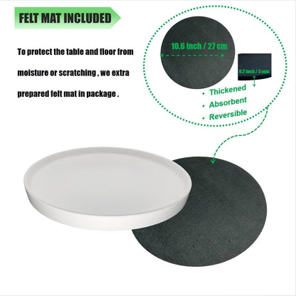 Ceramic Plant Saucer Pot Tray 10 Inch, Planter Saucers 4 5 6 7 8 9 10 11 12 13 Inch for Indoors Outdoor, Durable Sturdy Flower Drainage drip Water Tray for Glazed Pots Base (10.7 Inch-White)