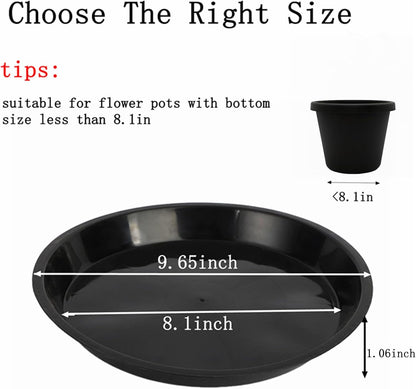 8 Pack Plant Saucer 10 Inch Plastic Plant Tray, Sturdy and Durable Flower Pot Container Accessories Plant Pot Saucers for Indoor and Outdoor (10Inch, Black)