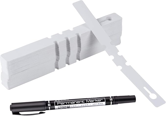 200 Pcs White Plastic Plant Tags with a Marker Pen, Wrap Around Hanging Tree Tags Nursery Garden Labels Waterproof Nursery Garden Stakes, 2x20cm