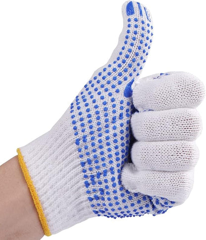 12Pairs Grip Safety Work Gloves Anti-slip Dots Bulk Gloves Moist Cotton Knit Gloves for Garage Warehouse Construction