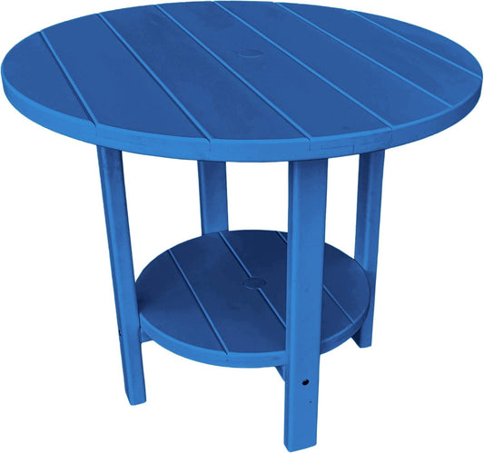Phat Tommy Round Poly Resin Outdoor Patio Dining Table, All Weather Poly Patio Outdoor Furniture, Blue