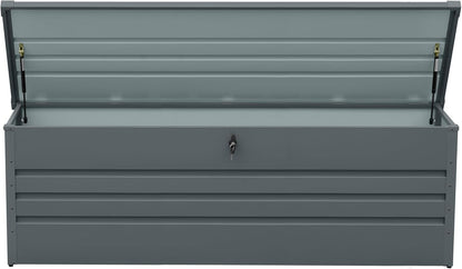 260 Gallon Outdoor Storage Box Waterproof, Extra Large Metal Deck Box and Patio Cushion Box for Storing Gardening Tools, Pool Supplies