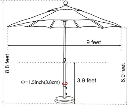 EliteShade USA 10-Year-Non-Fading 9Ft Market Umbrella Patio Umbrella Outdoor Table Umbrella with Ventilation, Heather Beige