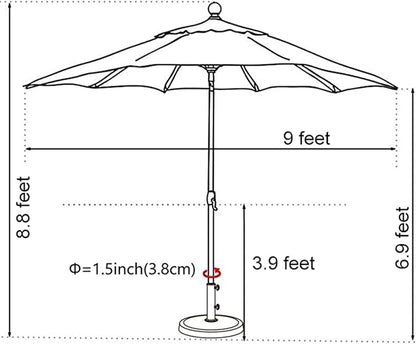EliteShade USA 10-Year-Non-Fading 9Ft Market Umbrella Patio Umbrella Outdoor Table Umbrella with Ventilation, Natural