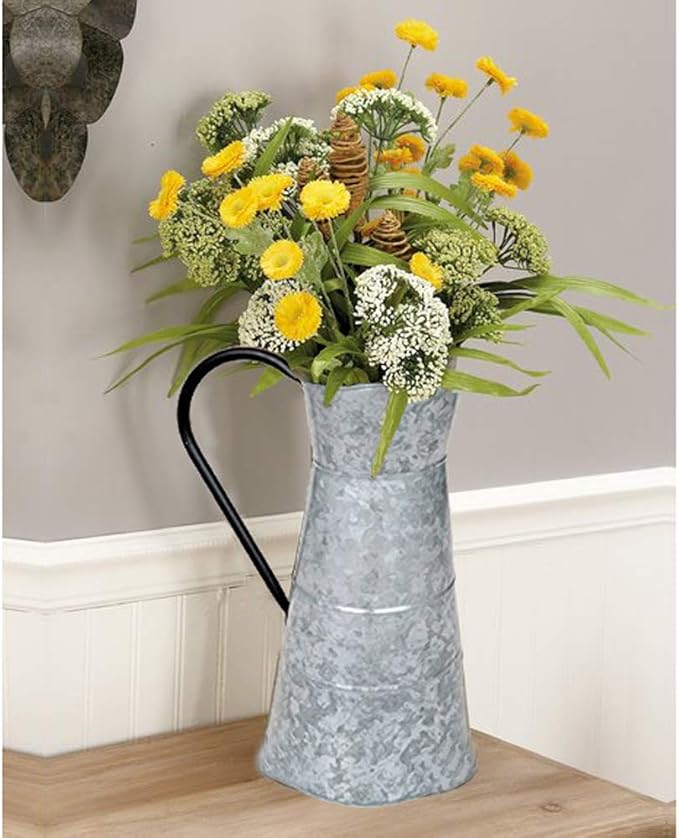 Deco 79 Metal Galvanized Watering Jug, 10 by 16-Inch,Gray