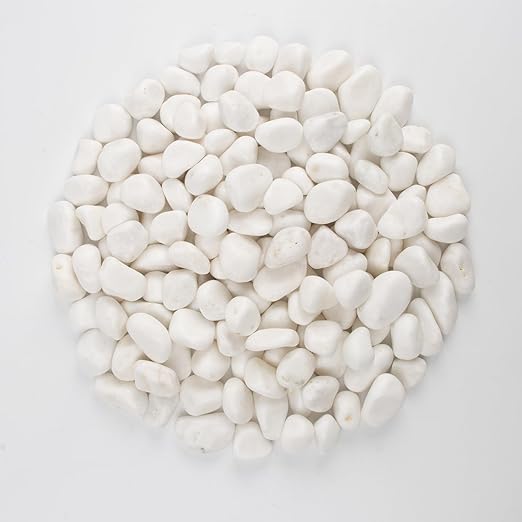 40 lbs White Polished Landscape Stones, 0.5-1 Inch Decorative Rocks for Gardens, Pathways, Pots, Vase Fillers, Aquarium Decoration, Glass Containers, and Yard Borde (Pure White, Weight: 40 LB)