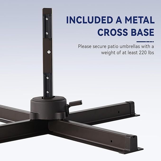 10' X 10' Cantilever Patio Umbrella Outdoor Heavy Duty Double Top Windproof Square Offset Umbrellas with 360-degree Rotation for Pool Deck Backyard, Navy