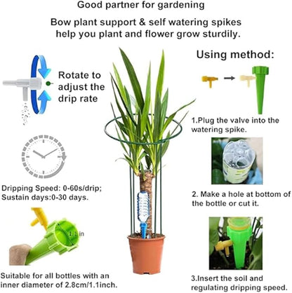 6 Pack Large 60cm Tall Bow Plant Support Stakes, Strong Metal Garden Supports Half Round Flower Hoops