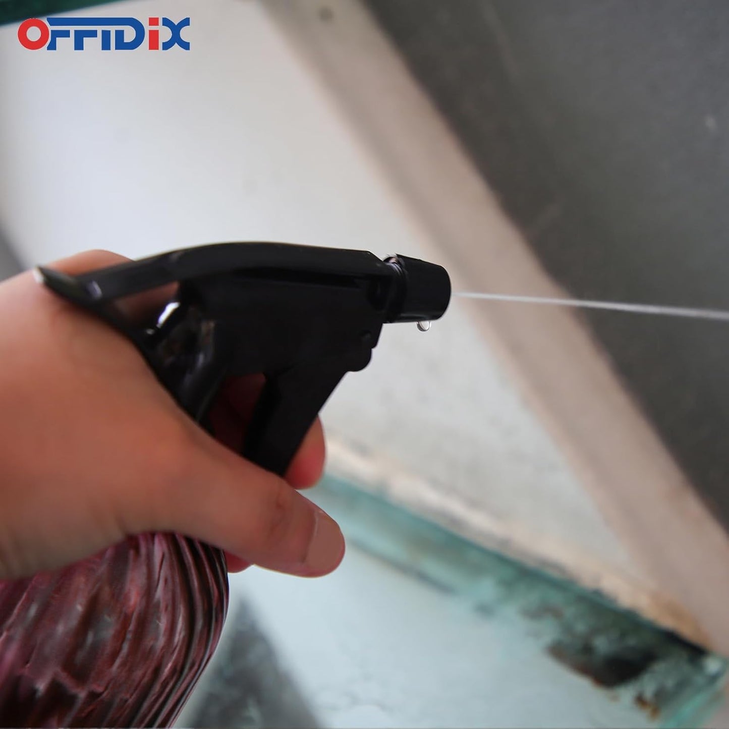 OFFIDIX Glass Spray Bottle, Pressure Watering Can, Indoor Plant Mister, Adjustable Nozzle, 0.4L/13.5oz Handheld Spray Bottle for Garden Plants Cleaning Solutions (Amaranth)