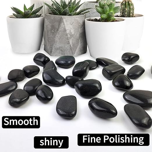 1-2.2 Inch Natural River Rocks,10LB Black Polished Pebbles for Garden Landscaping. Fish Tank Decorative River Rocks, Vase Filling Pebbles, Outdoor Decorative River Rocks