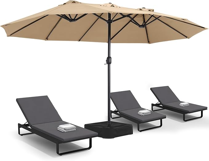 MASTERCANOPY Patio Outdoor Umbrella,15FT Double Sided Large Umbrella with Base