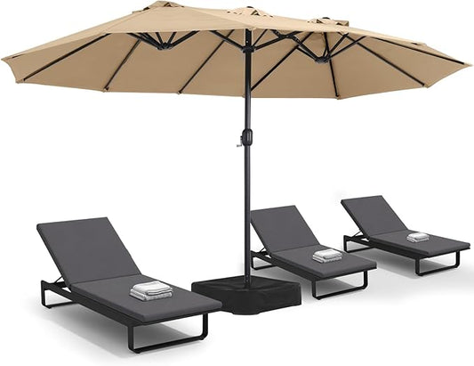MASTERCANOPY Patio Outdoor Umbrella,15FT Double Sided Large Umbrella with Base