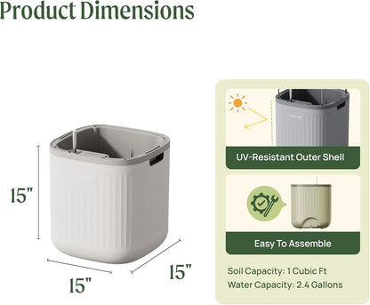 Vego garden Self Watering Pots Home Planters with Water Gauge for Effortless Indoor Plants Cream White