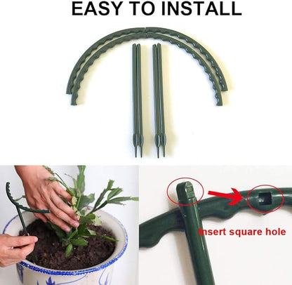 10 Pack Plant Support Plant Stakes Metal Half Round Search Support Ring Small Plastic Cage Holder Short Stem Flower Pot Climbing Trellis for House Flower Vegetable Indoor Leafy(5.7 x 5.9nch)