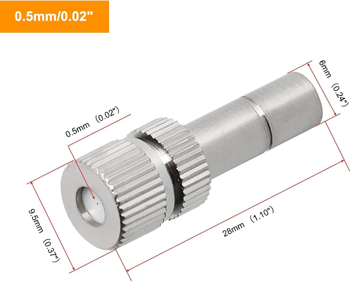 20pcs Brass Mister Nozzles, 6mm Misting Nozzles for Outdoor Cooling System, Landscaping, Air Humidification, Greenhouse Irrigation (without Filter, 0.02"/0.5mm Orifice)