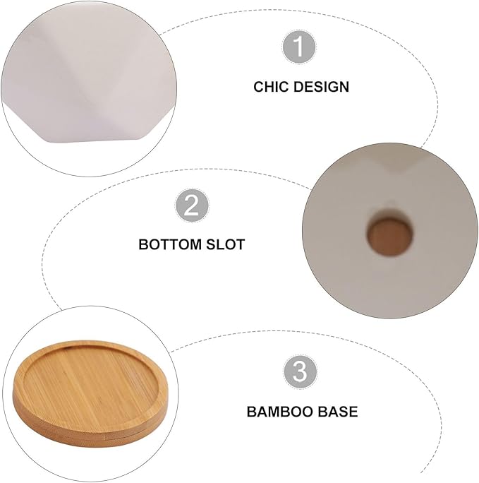 3 Sets Ceramic Succulent Flowerpot with Tray Geometric Bonsai Planter Pots for Indoor Succulents Seedling Pots with Air Permeability Cute Home Garden Decor