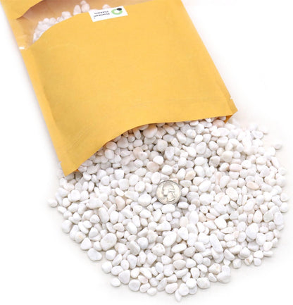 White Rocks. Decorative Pebbles. 1/5 Inch 2 lbs for Garden, Landscaping, Indoor, Vase Fillers, Crafting, Succulents, Pots, Plants (Mini, Tumbled, 2)
