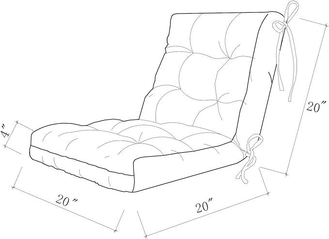 ARTPLAN All Weather Chair Outdoor Cushions Wicker Tufted Pillow with Back for Outdoor Furniture