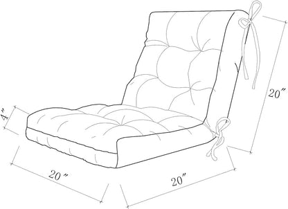 ARTPLAN All Weather Chair Outdoor Cushions Wicker Tufted Pillow with Back for Outdoor Furniture