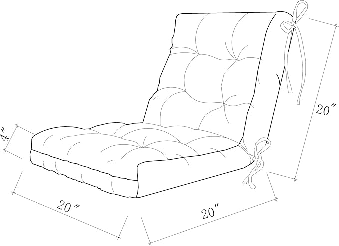 ARTPLAN All Weather Chair Outdoor Cushions Wicker Tufted Pillow with Back for Outdoor Furniture