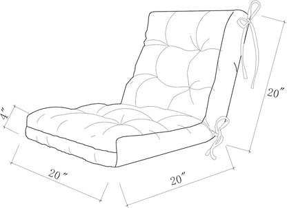 ARTPLAN All Weather Chair Outdoor Cushions Wicker Tufted Pillow with Back for Outdoor Furniture