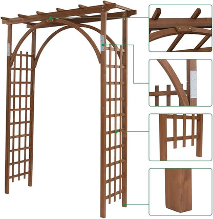 Wooden Wedding Arch, Wooden Pergola, Photo Booth Backdrop Stand, Garden Trellis Archway for Weddings, Parties, Indoor, Outdoor, Backdrops Decorations (63" L x 24" W x 85" H)