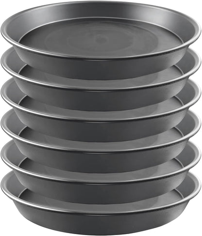 6 Pack 10-Inch Gray Plant Saucer Trays, Heavy Duty Plastic PP Pot Bases for Medium & Large Flower Pots, Durable Water Catcher Plates & Drip Trays for Indoor Outdoor Gardening Use