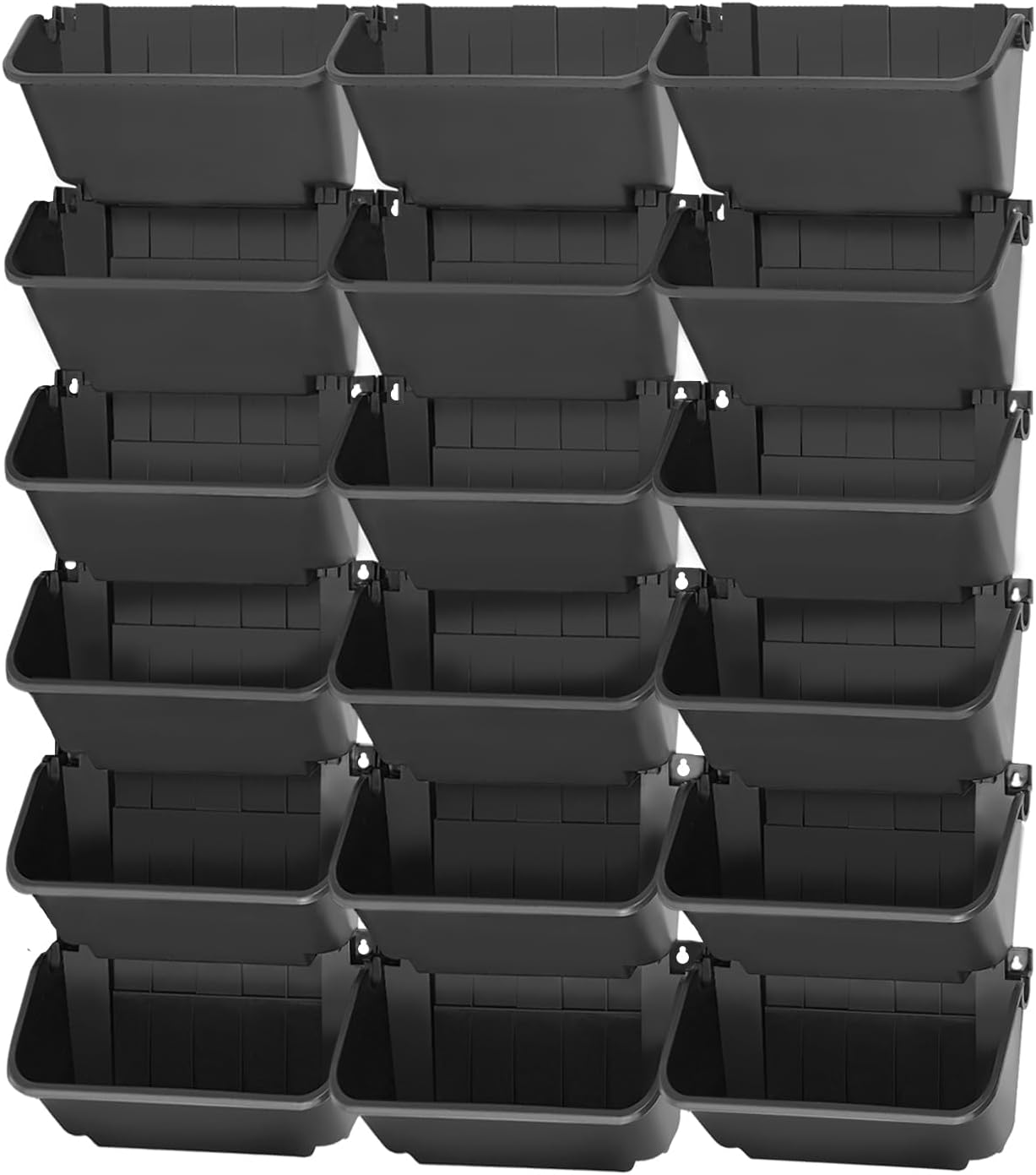 18 Pack Self Watering Wall Mounted Planter, Indoor and Outdoor Vertical Planter Wall Mounted Planter for Patio Outdoor Decor with Drainage Holes, Vertical Garden Planters for Indoor Plants- Black