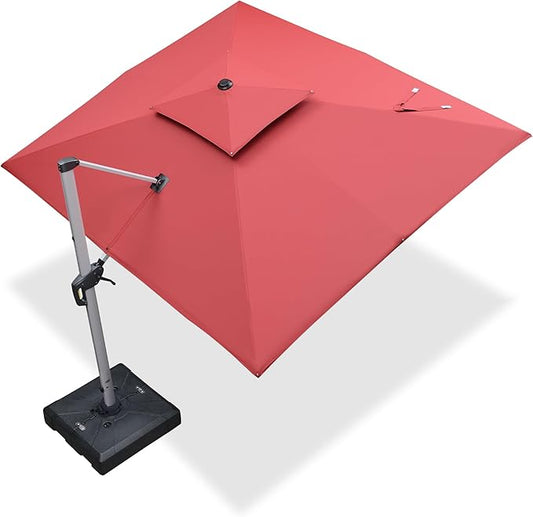 PURPLE LEAF 9' X 11' Patio Umbrella Outdoor Rectangle Umbrella Large Cantilever Umbrella Windproof Offset Heavy Duty Sun for Garden Deck Pool Patio, Terra