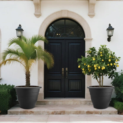 3-Pack 20 Inch Large Plastic Plant Pots for Outdoor, Heavy Duty Extra Large Deep Garden Planter with Drainage Holes, Sturdy Textured Black Flower Pot for Trees, Shrubs, Patio, Lawn