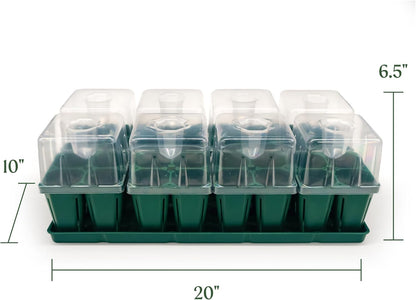 Vego garden Seedling Suite Products, 8 Pack Jumbo Seedling Trays with Seedling Tray Lids and 10" x 20" Bottom Watering Trays