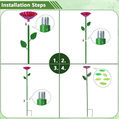 4 Pack Bee Watering Station for Garden, Metal Flower Colorful Butterfly Water Feeders, Butterfly Bath Bowl, Pollinator Watering Stake Decor for Outdoor Yard (Pink,Green,Blue,Orange)