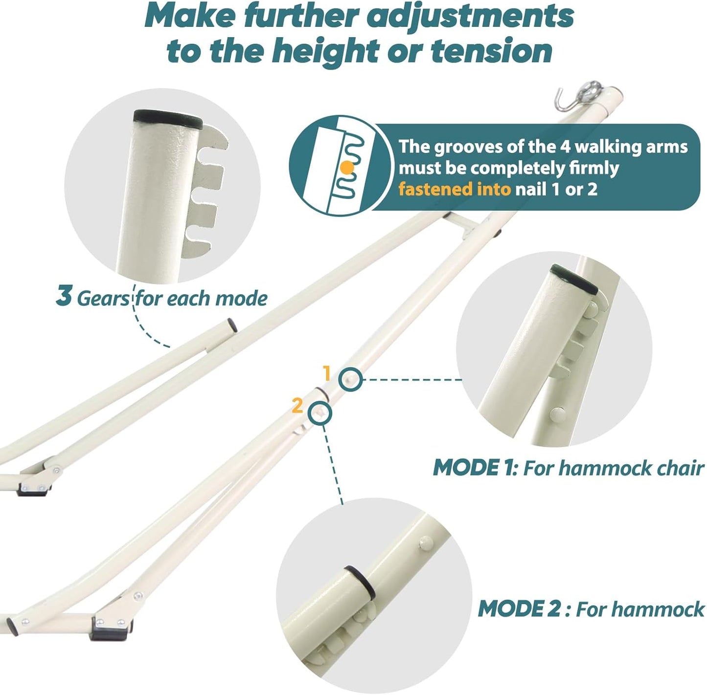 Anyoo 2 in 1 Hammock and Swinging Chair with Collapsible Steel Stand & Carrying Case,Portable & Adjustable,Easy Set Up for Outdoor,Indoor,Porch Swing,Patio,Garden,Camping Trip