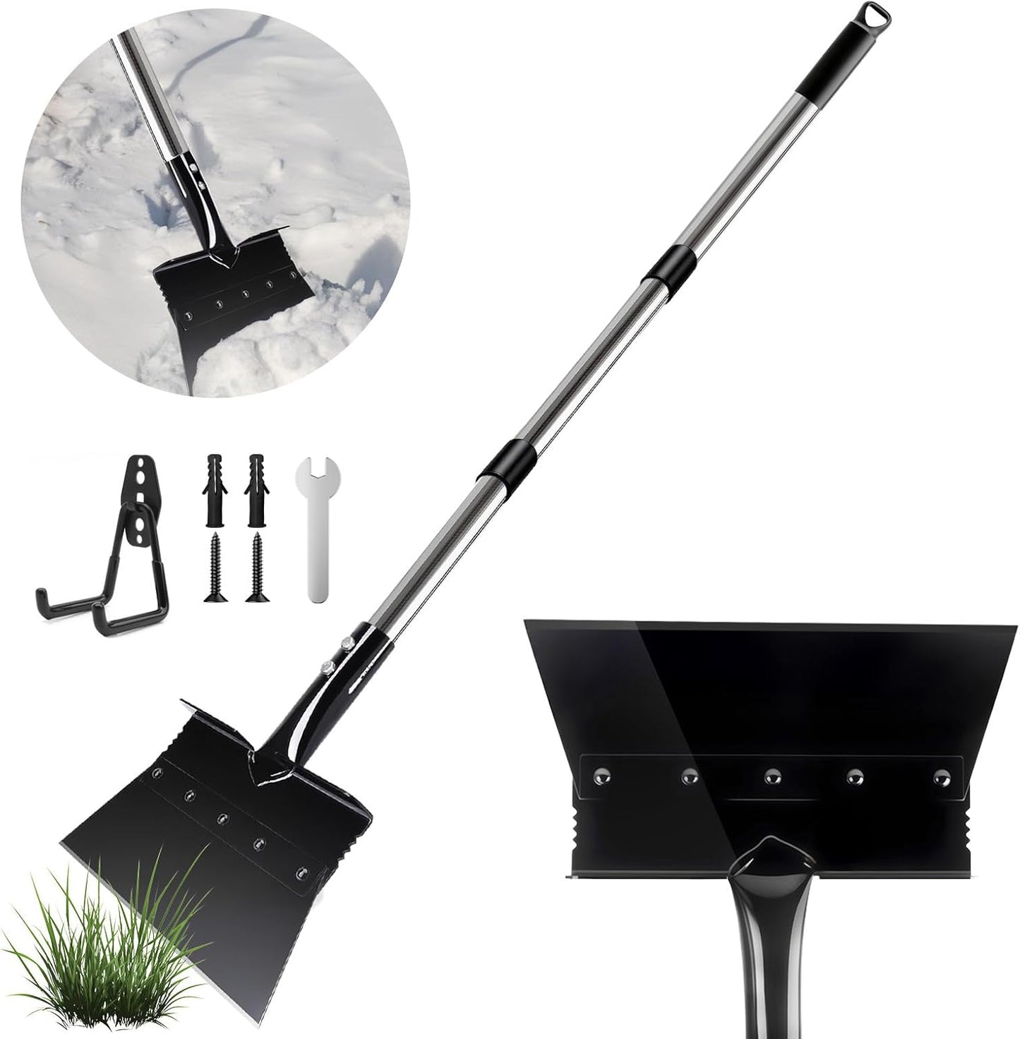 Garden Flat Shovel Weeding Tool 53-inch Multifunctional Cleaning Shovels Heavy Duty Floor Scrapers Long Handle, Weeding Scraper for Road Outdoor Driveway Lawn Edging, Ice Scraper, Snow Shovel Tool