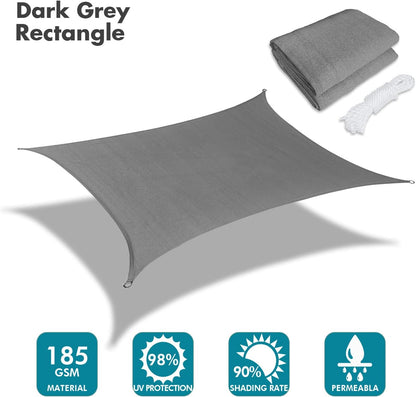 KANAGAWA 20'X22' Dark Gray Custom Size Sun Shade Sail Rectangle UV Block Canopy Cover for Patio Backyard Lawn Garden Outdoor (Customized Available)