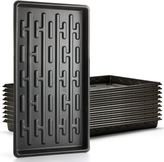 Shallow 1020 Nursery Flat Trays Specialized for Holding & Carrying 200 Cell Plug Seedling Trays (Height is 1.3"),Microgreen Germination Trays,10 Pack, No Holes (YB01, 10Pcs)