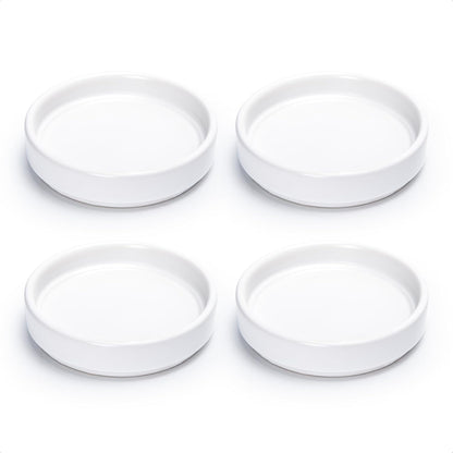 D'vine Dev Modern Round 3.7 Inch Ceramic Plant Pot Saucer, Planter Pot Drainage Tray for Indoor Plants, Set of 4, Matte White, 97-T-A-11