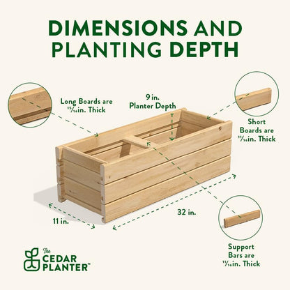 Greenes Fence Cedar Wood Planter Box, 32" x 11" x 10" - Made in USA with North American Cedar