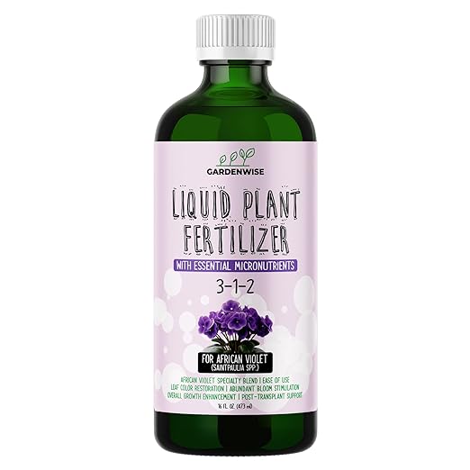 3-1-2 African Violet Fertilizer for Indoor Plants: Liquid Fertilizer with Essential Micronutrients Drops - Plant Food for African Violets (32 OZ)