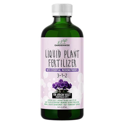 3-1-2 African Violet Fertilizer for Indoor Plants: Liquid Fertilizer with Essential Micronutrients Drops - Plant Food for African Violets (16 OZ)