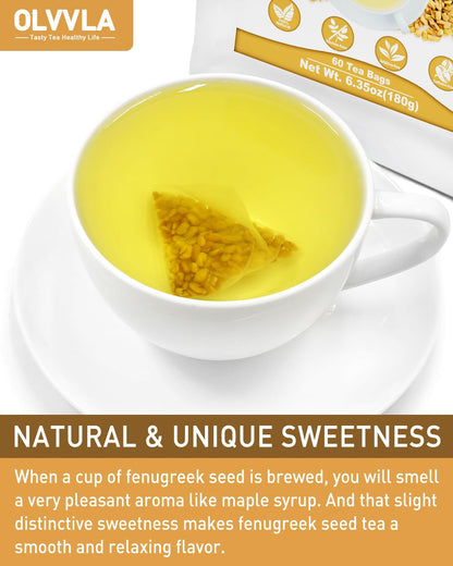 Olvvla - Premium Fenugreek Seed Tea Bags - 3g X 60 Count - 100% Pure Natural Fenugreek Methi Seeds - Non-GMO - Caffeine-free - Gluten-Free - Fenugreek Tea