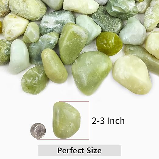 20lbs Jade River Rocks for Landscaping, 2-3 Inch Natural Pebbles for Indoor Plants, High Polished Decorative Stones Vase Filler Fish Tank Aquariums Garden Outdoor and Indoor DIY
