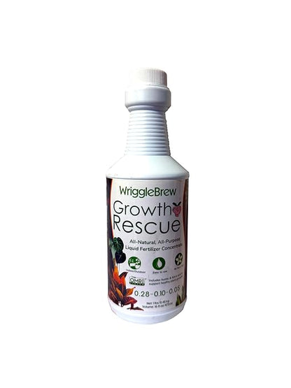 Organic Liquid Fertilizer Concentrate from Worm Castings. Non-toxic, All-Purpose, Plant Food for Gardens, Vegetables, Fruits, Houseplants, Seed Starters, and Ornamentals. (16 Fluid Ounces)