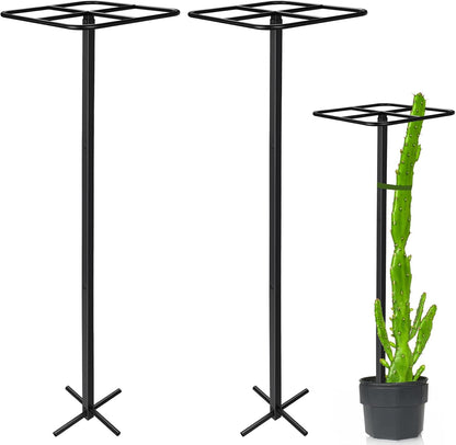 2 Pcs Adjustable Metal Dragon Fruit Plant Trellis 12" x 12" x 50" Durable Vertical Gardening Support Dragonfruit Trellis for Climbing Plants Trees Cactus Roses Vines Outdoor, Installation Required