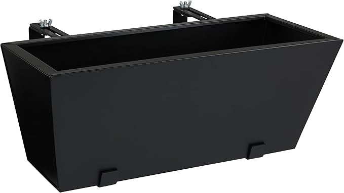 BIRDROCK HOME 2pk Metal Railing Planter Box | Flower Boxes for Deck Railings | Adjustable Rail Hanging Bracket | Black Balcony Boxes | House Apartment Plant Pot
